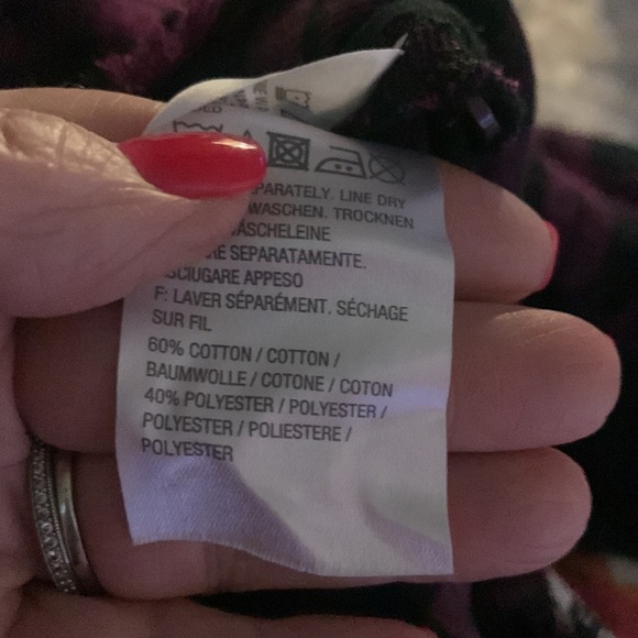 Joan Rivers Plaid Peplum Top Button Up Ruffle Fringe Hem Women’s Size 16 - Picture 8 of 8